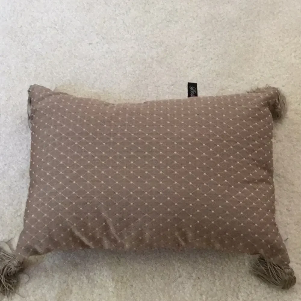 15x10 Bess four corner tassel pillow taupe nwot